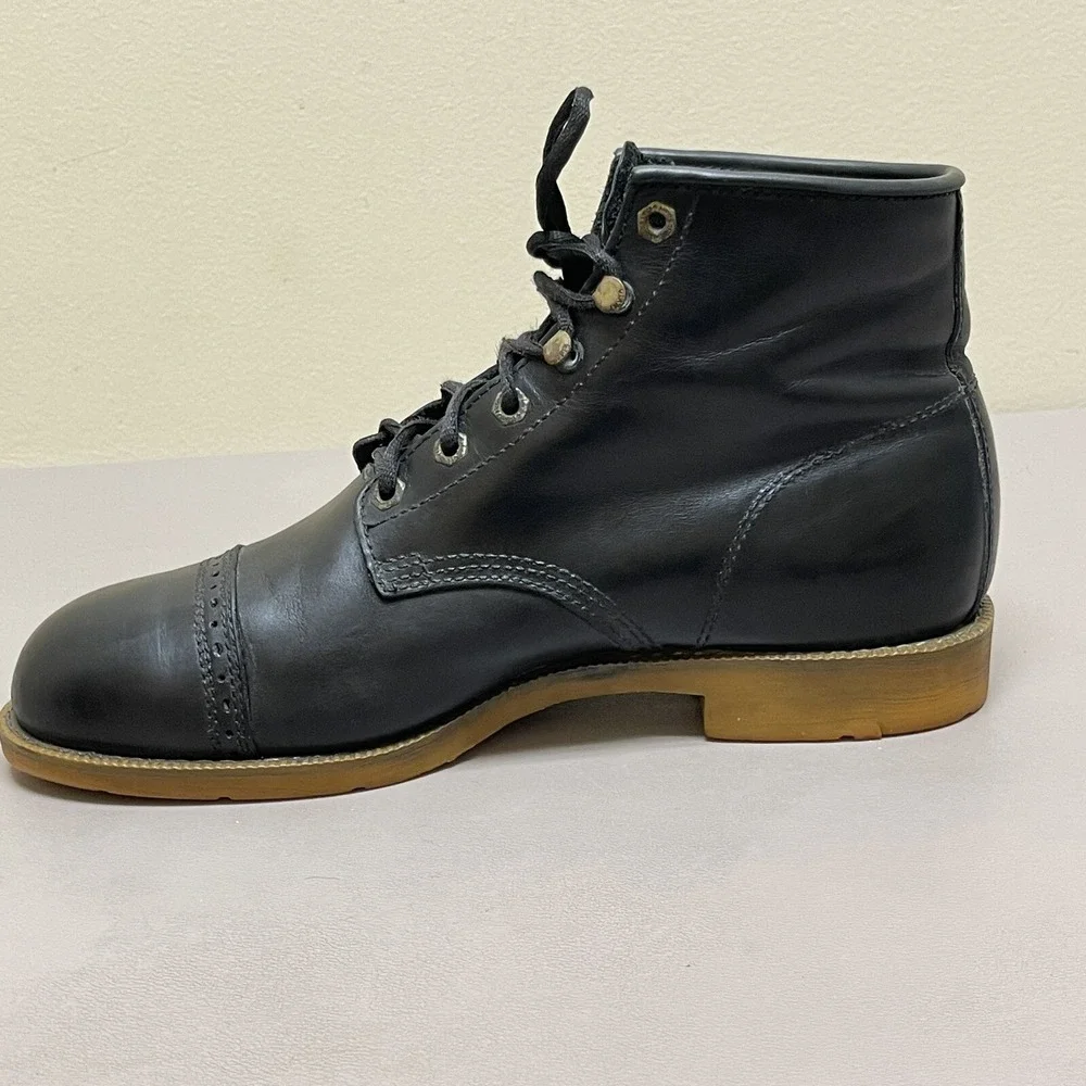 Giant Georgia Dress Boots‎ Men 10.5 W Black Leather Cap Toe Chukka Shoes Lace Up